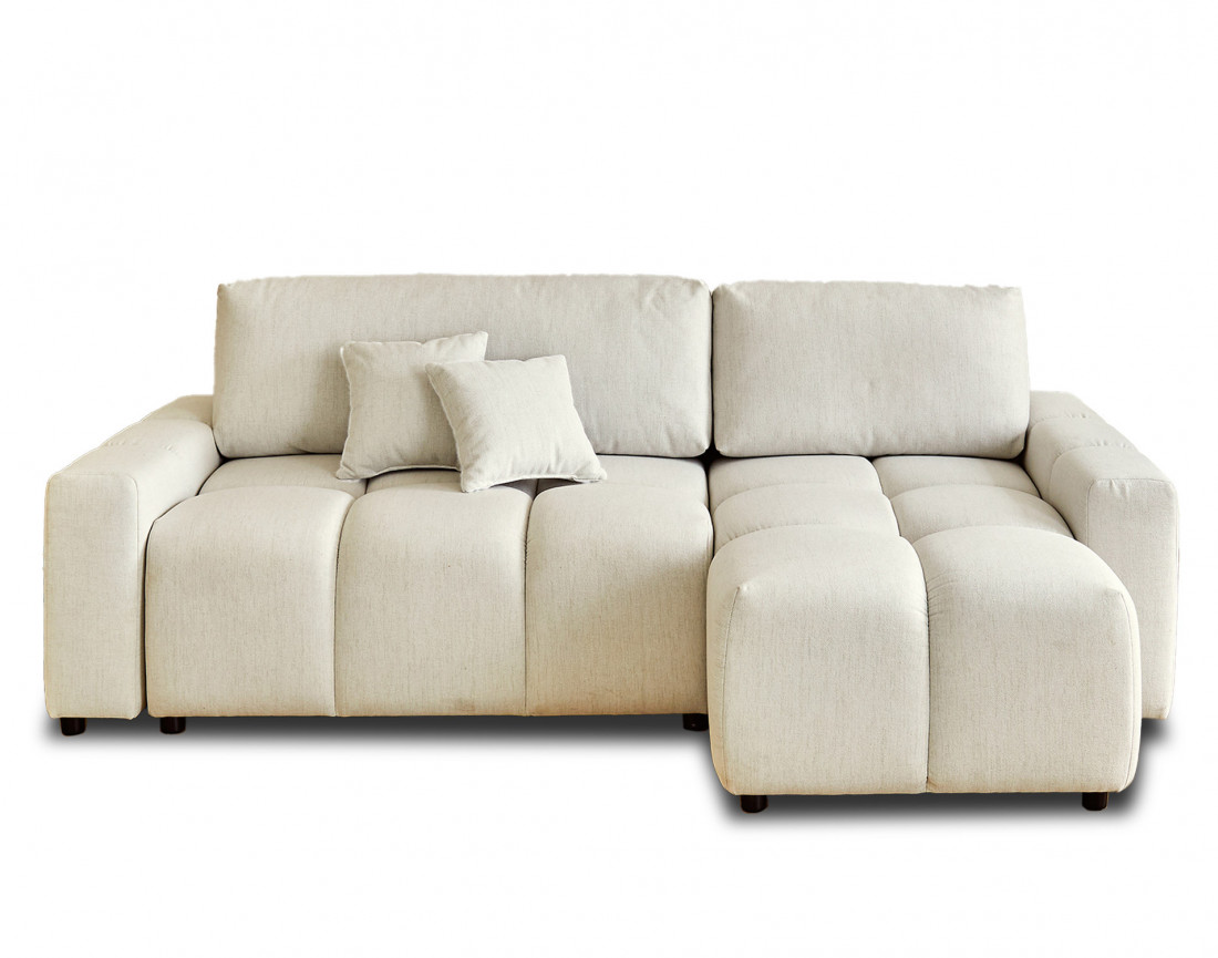 Canapé d'angle réversible convertible avec coffre 4 places en tissu Crocus