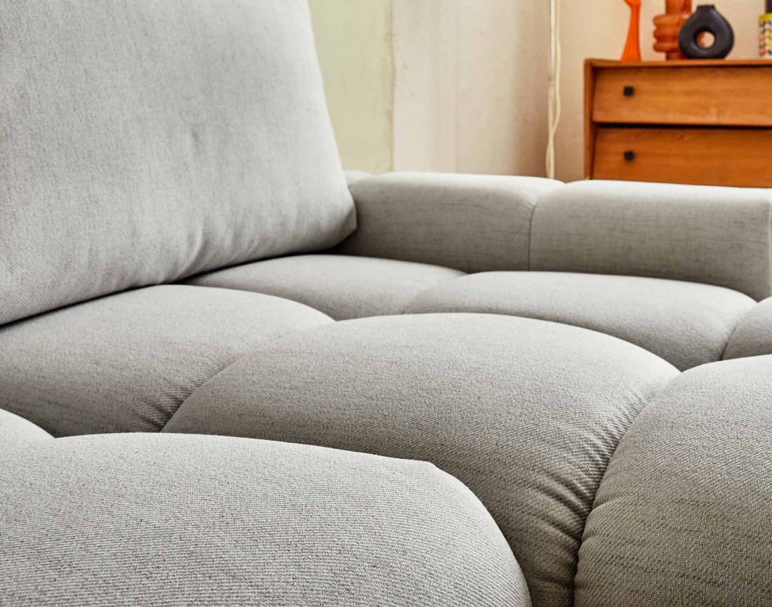 Canapé d'angle réversible convertible avec coffre 4 places en tissu Crocus