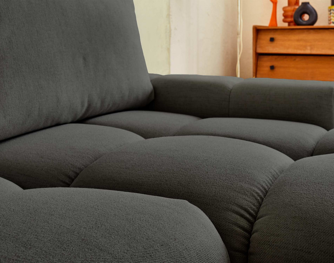 Canapé d'angle réversible convertible avec coffre 4 places en tissu Crocus