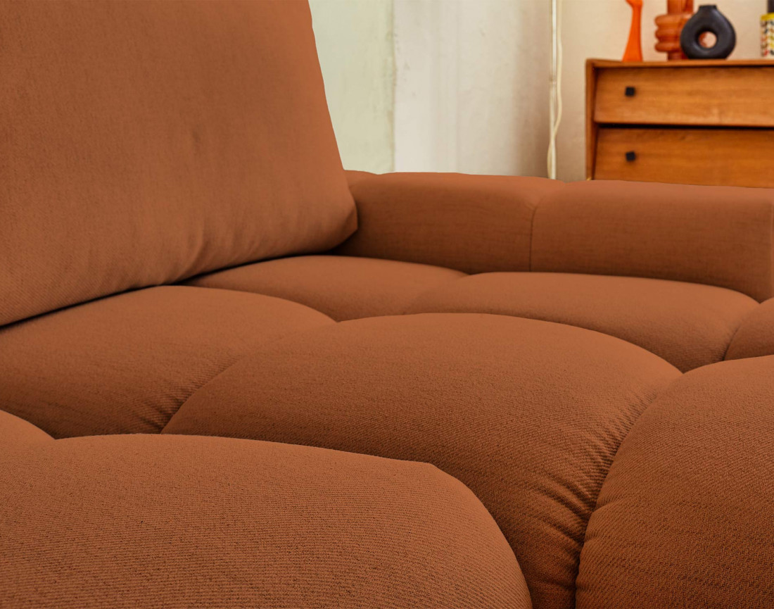 Canapé d'angle réversible convertible avec coffre 4 places en tissu Crocus