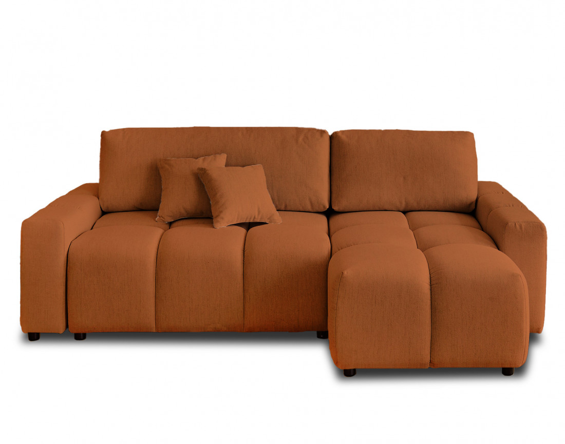 Canapé d'angle réversible convertible avec coffre 4 places en tissu Crocus