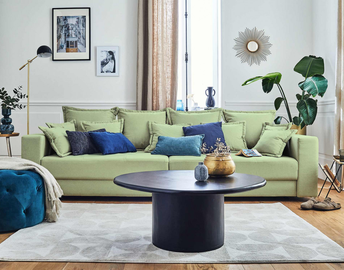 Canapé 4 places fixe en tissu Lys