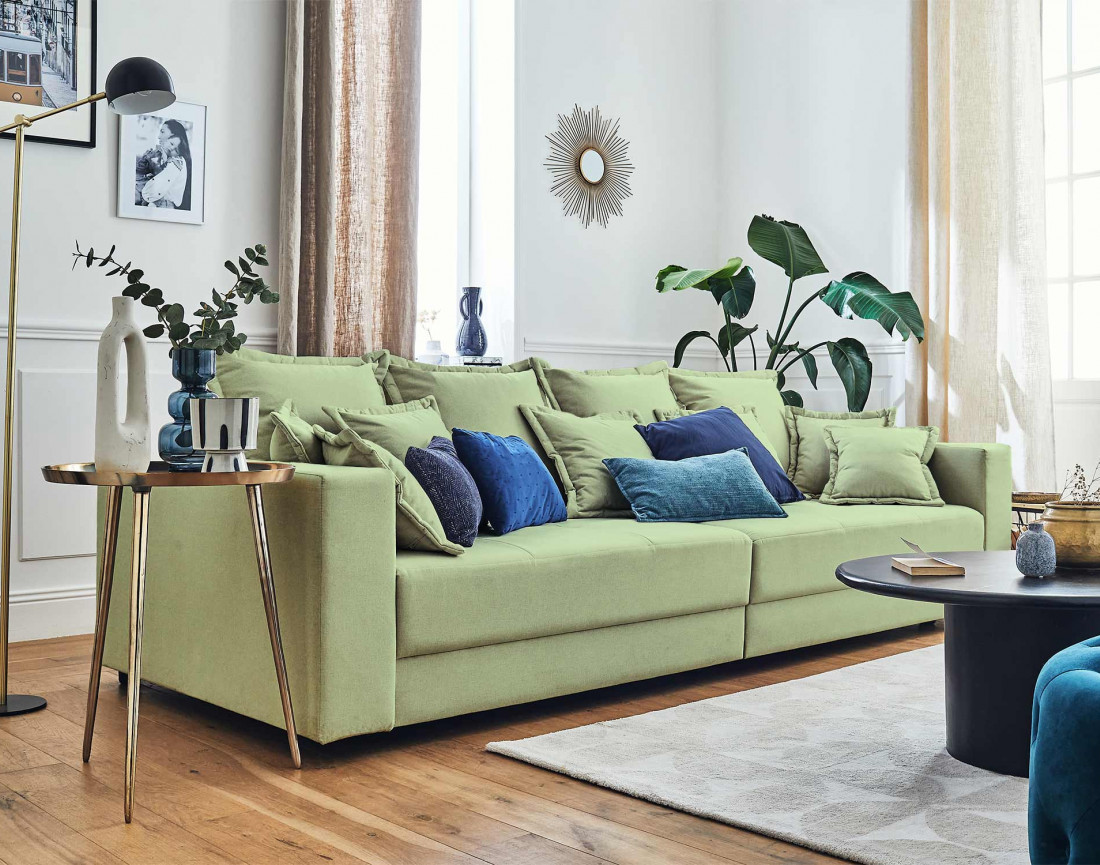 Canapé 4 places fixe en tissu Lys