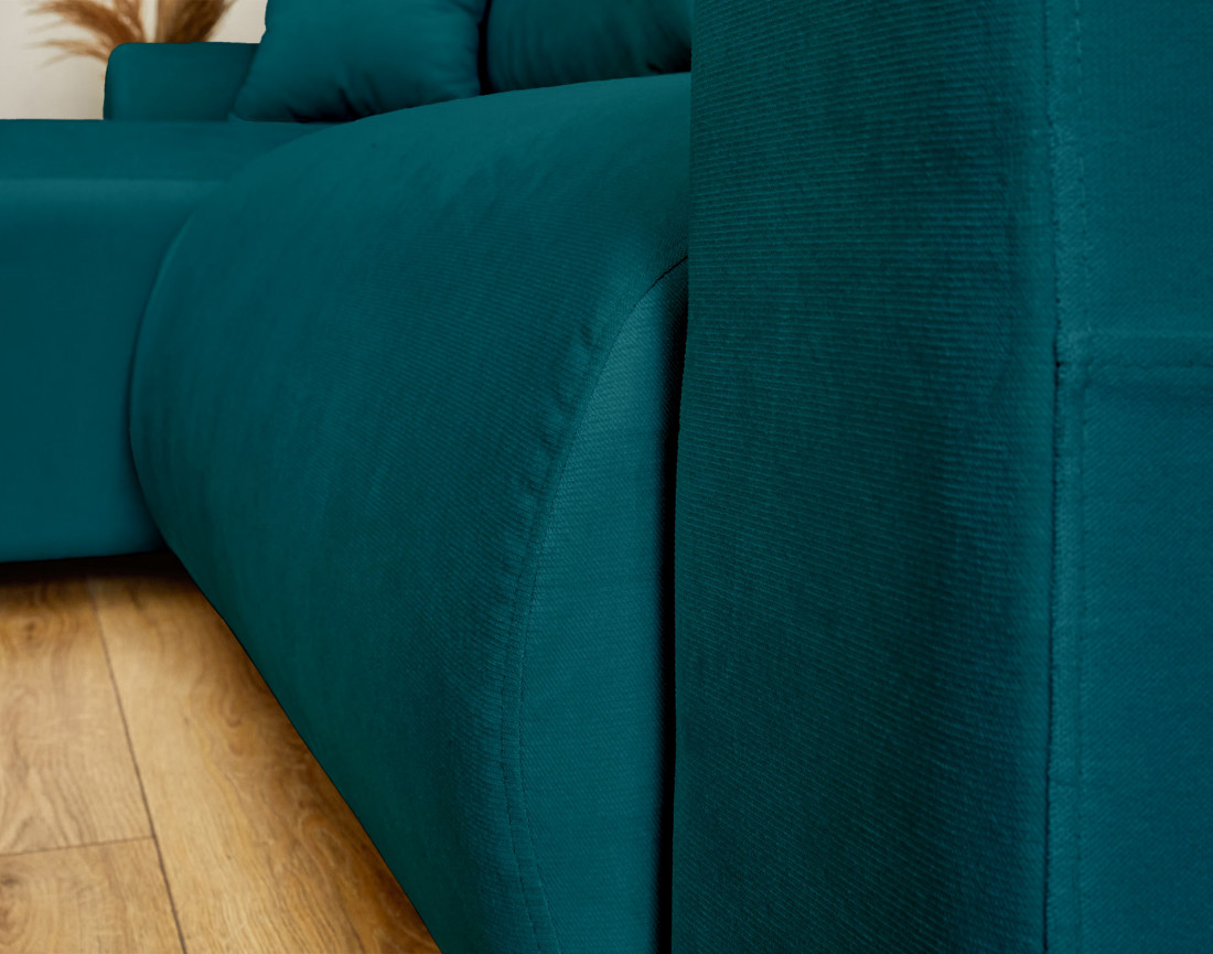 Canapé d'angle réversible convertible avec coffre et poches 4 places en velours Camélia