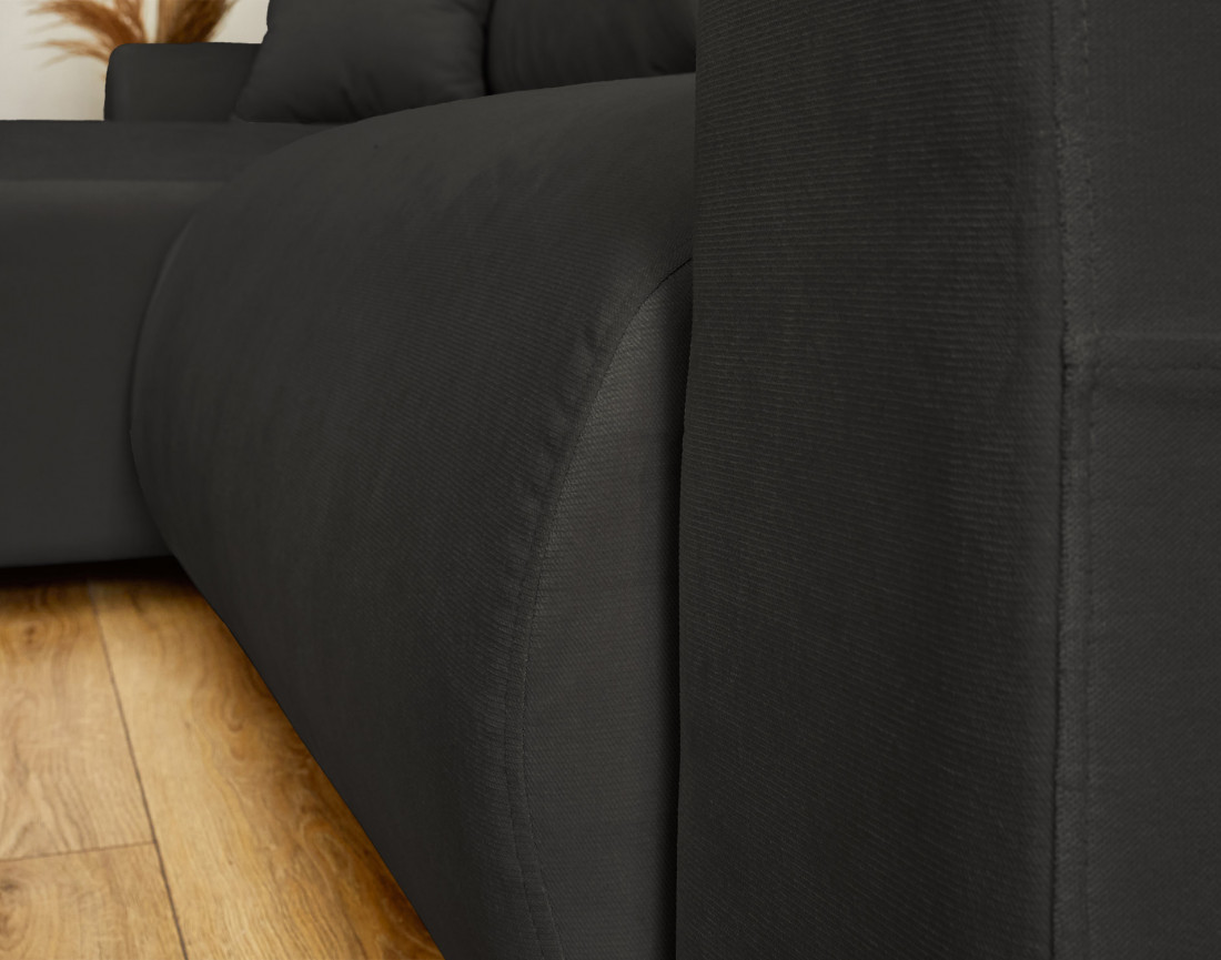 Canapé d'angle réversible convertible avec coffre et poches 4 places en velours Camélia