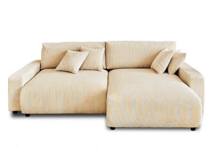 Canapé d'angle réversible convertible avec coffre 4 places en velours côtelé Pivoine