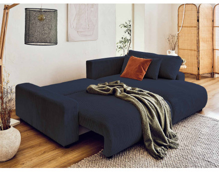 Canapé d'angle réversible convertible avec coffre 4 places en velours côtelé Pivoine