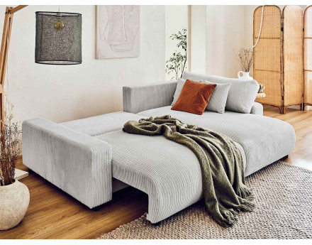 Canapé d'angle réversible convertible avec coffre 4 places en velours côtelé Pivoine