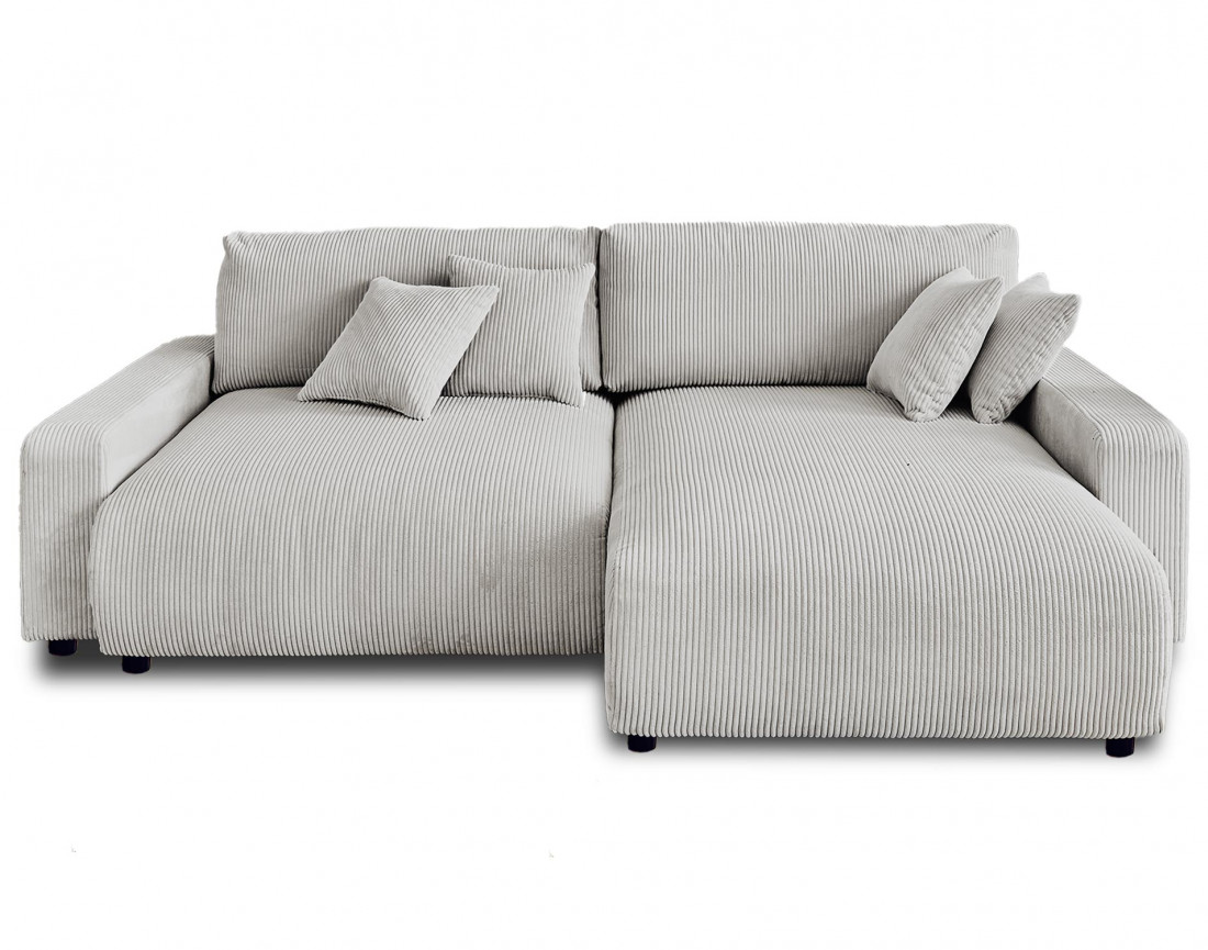 Canapé d'angle réversible convertible avec coffre 4 places en velours côtelé Pivoine