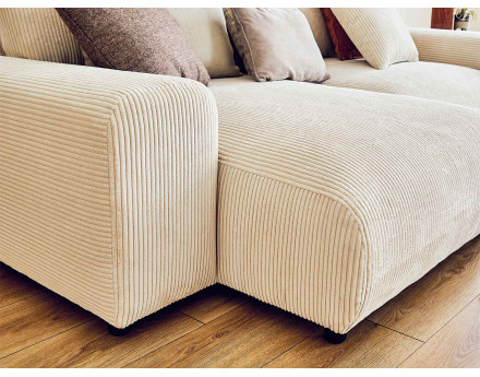 Canapé d'angle réversible 4 places en velours côtelé Garance