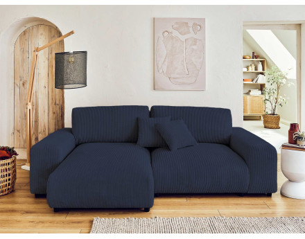 Canapé d'angle réversible 4 places en velours côtelé Garance