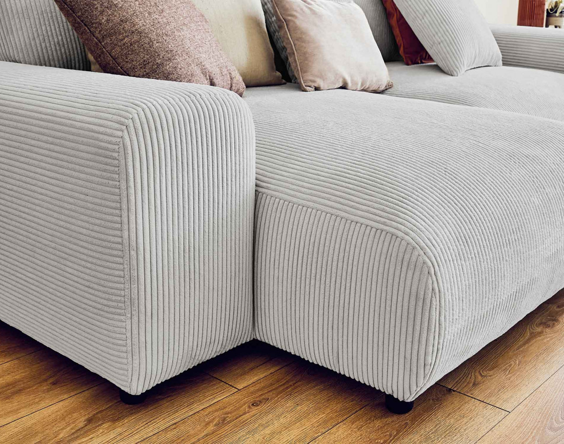 Canapé d'angle réversible 4 places en velours côtelé Garance