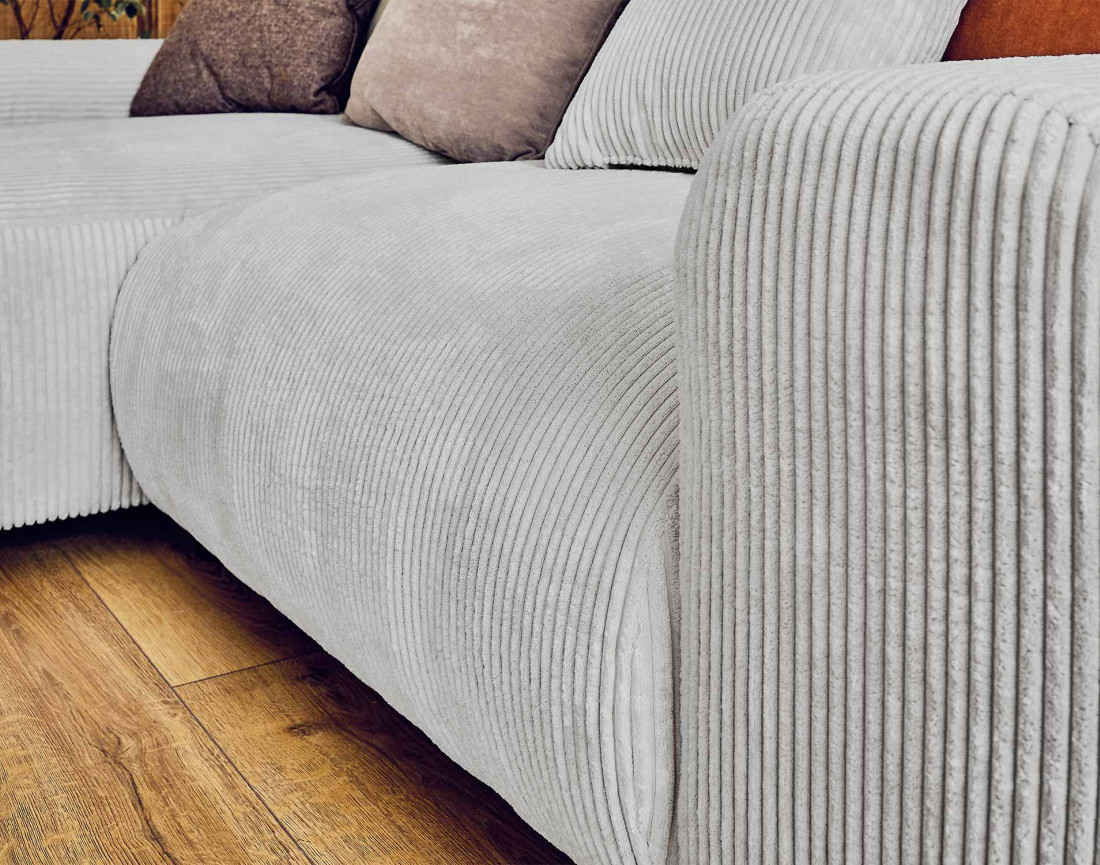 Canapé d'angle réversible 4 places en velours côtelé Garance