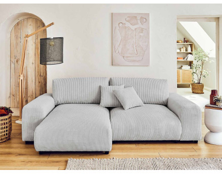 Canapé d'angle réversible 4 places en velours côtelé Garance