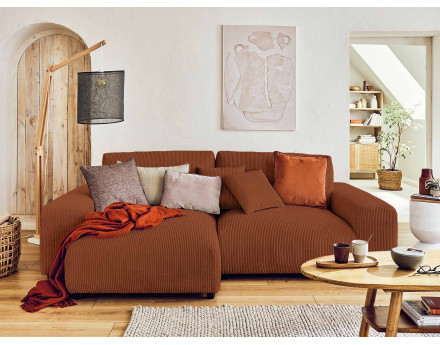 Canapé d'angle réversible 4 places en velours côtelé Garance