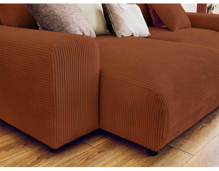 Canapé d'angle réversible 4 places en velours côtelé Garance