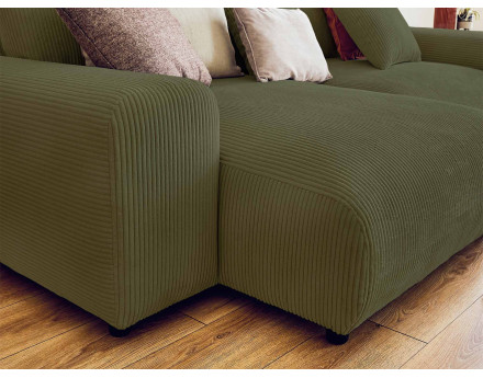 Canapé d'angle réversible 4 places en velours côtelé Garance