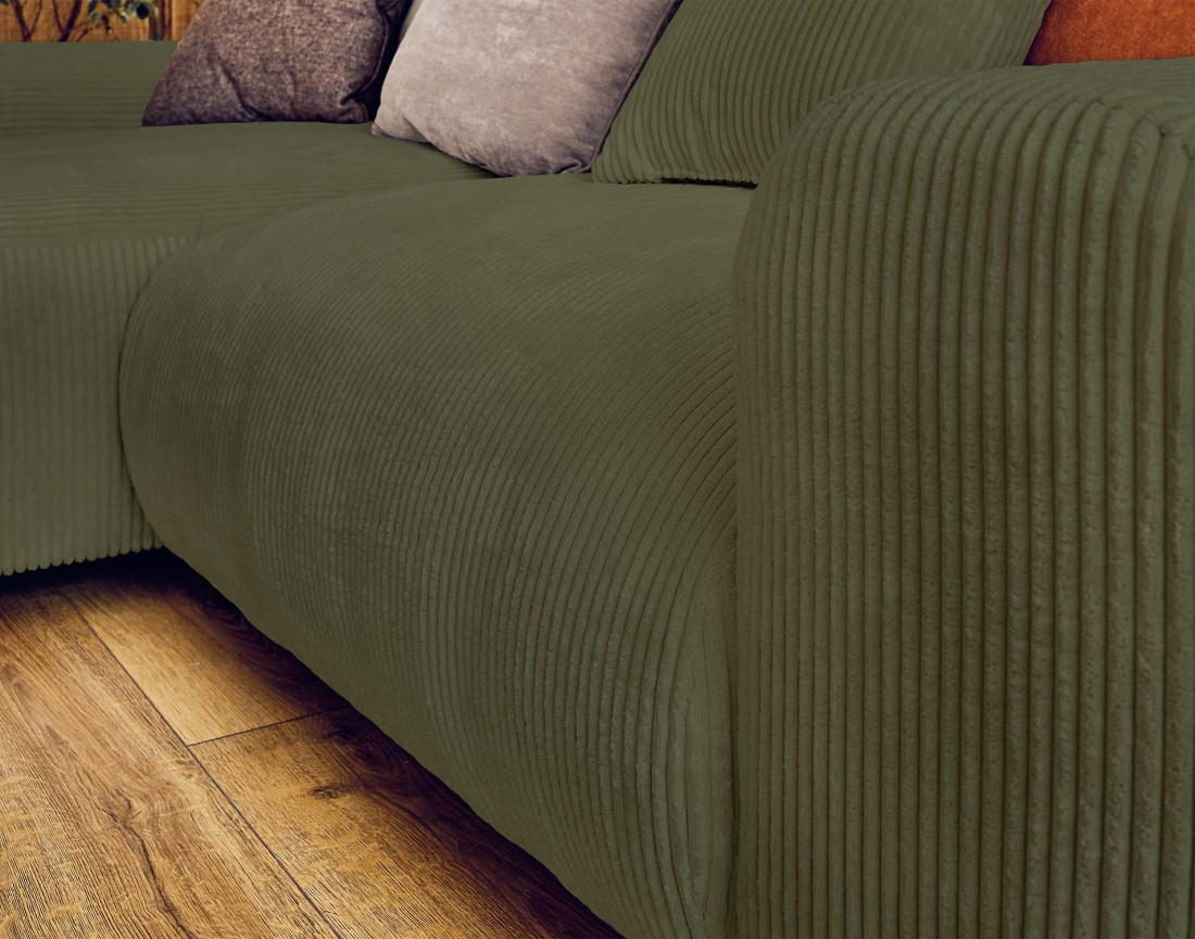 Canapé d'angle réversible 4 places en velours côtelé Garance