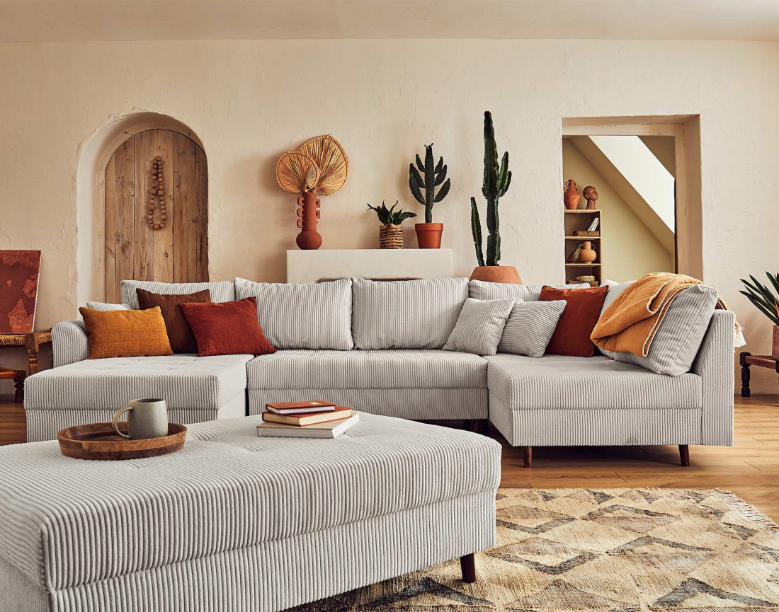 Pouf modulable en velours côtelé - Rune