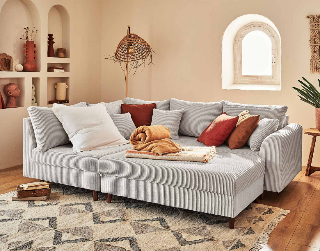 Pouf modulable en velours côtelé - Rune