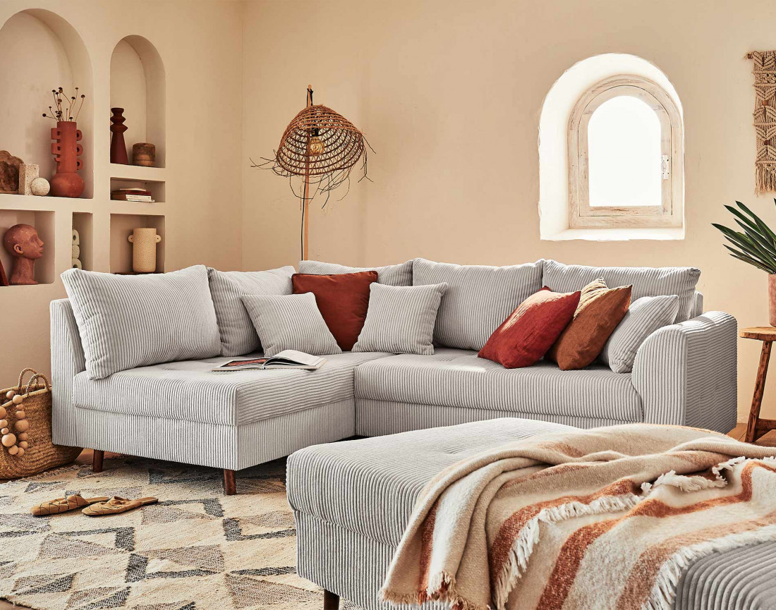 Pouf modulable en velours côtelé - Rune