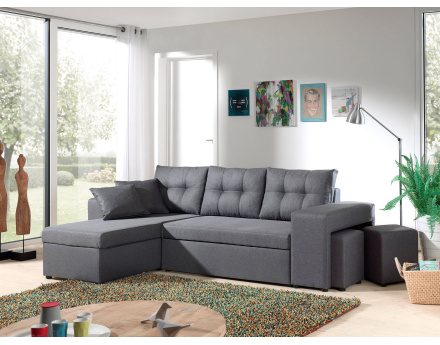 California - Canapé d'angle réversible et convertible avec coffre de rangement - 246x85x145cm