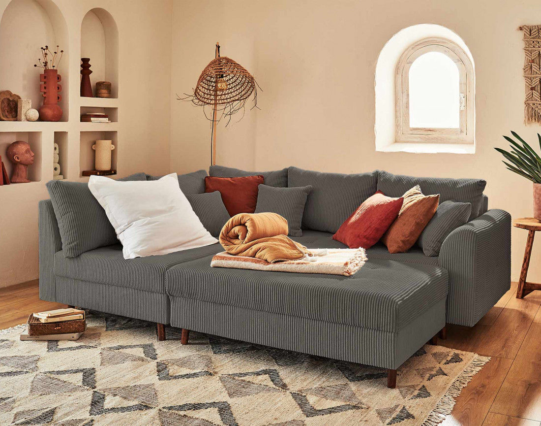 Pouf modulable en velours côtelé - Rune