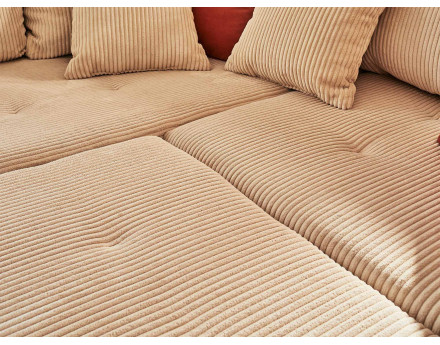 Canapé d'angle droit - 4 places - en velours côtelé - Rune