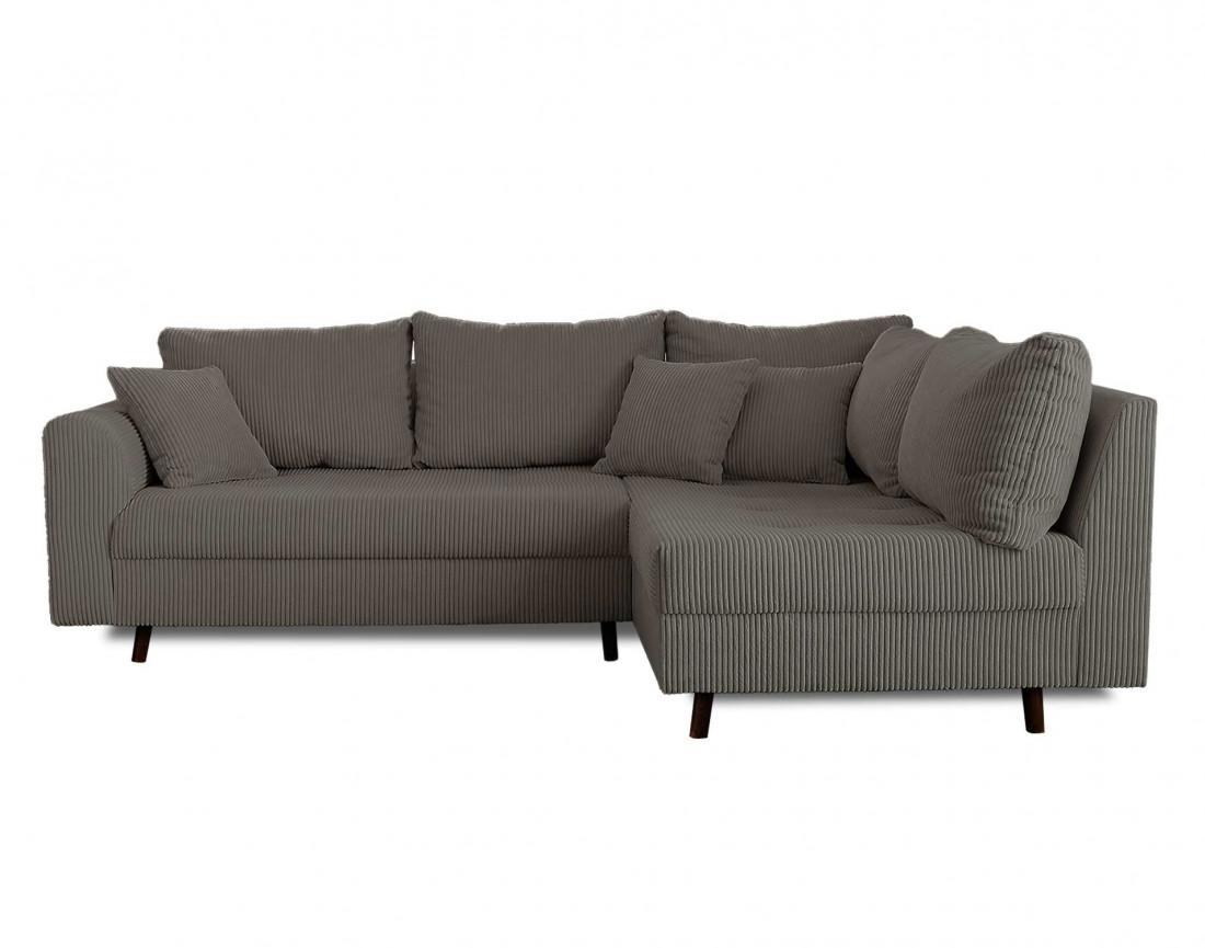 Canapé d'angle droit - 4 places - en velours côtelé - Rune