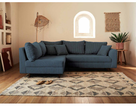 Canapé d'angle gauche - 4 places - en velours côtelé - Rune