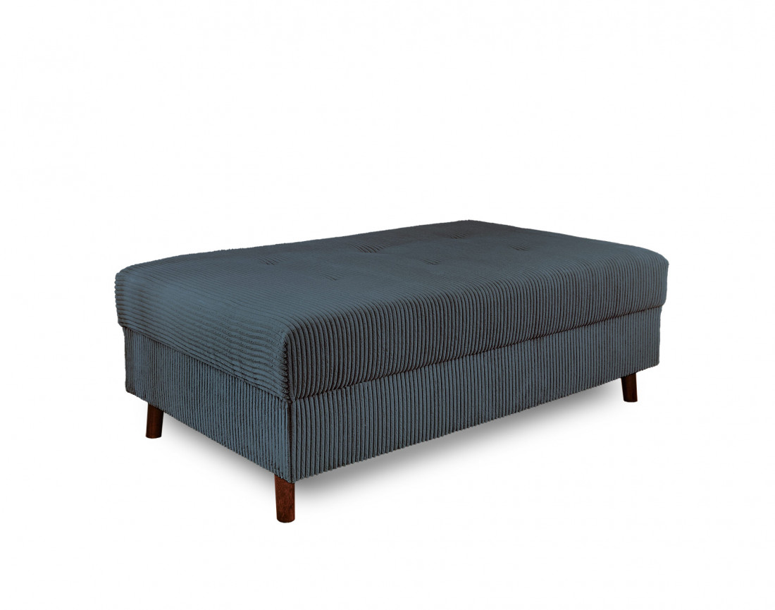 Canapé panoramique d'angle gauche 7 places avec pouf d'appoint - en velours côtelé - Rune