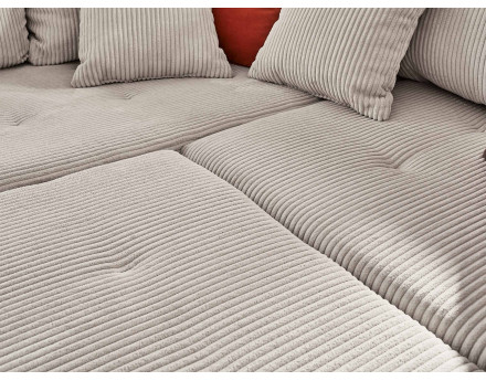 Canapé panoramique d'angle droit 7 places - en velours côtelé - Rune