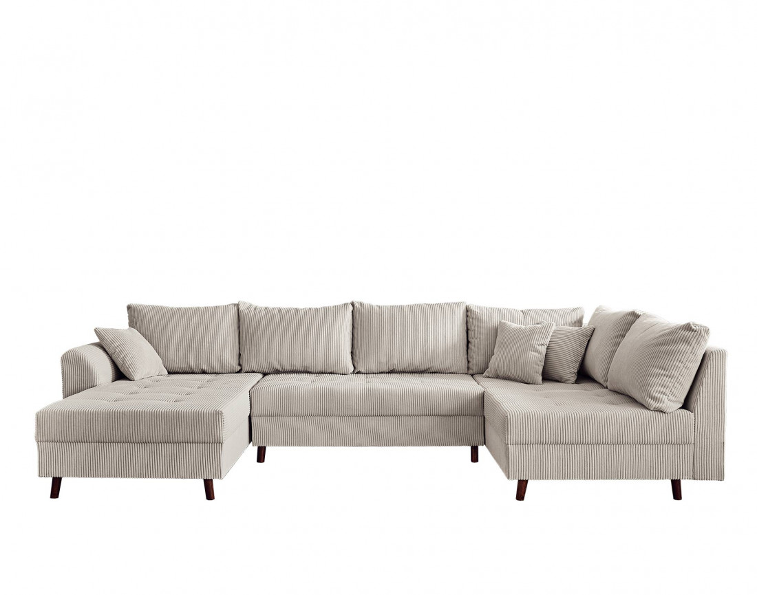 Canapé panoramique d'angle droit 7 places - en velours côtelé - Rune