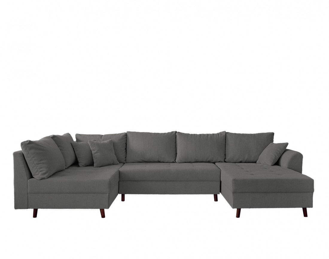 Canapé panoramique d'angle gauche 7 places - en velours côtelé - Rune