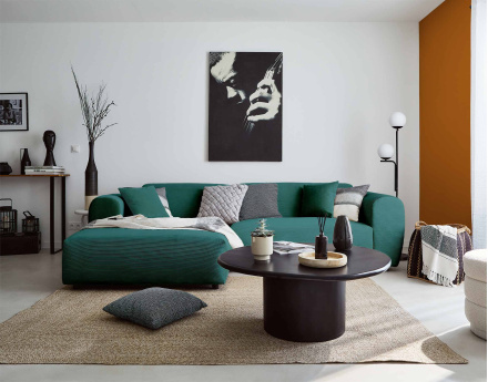 Canapé d'angle gauche 4 places en velours côtelé Aumance