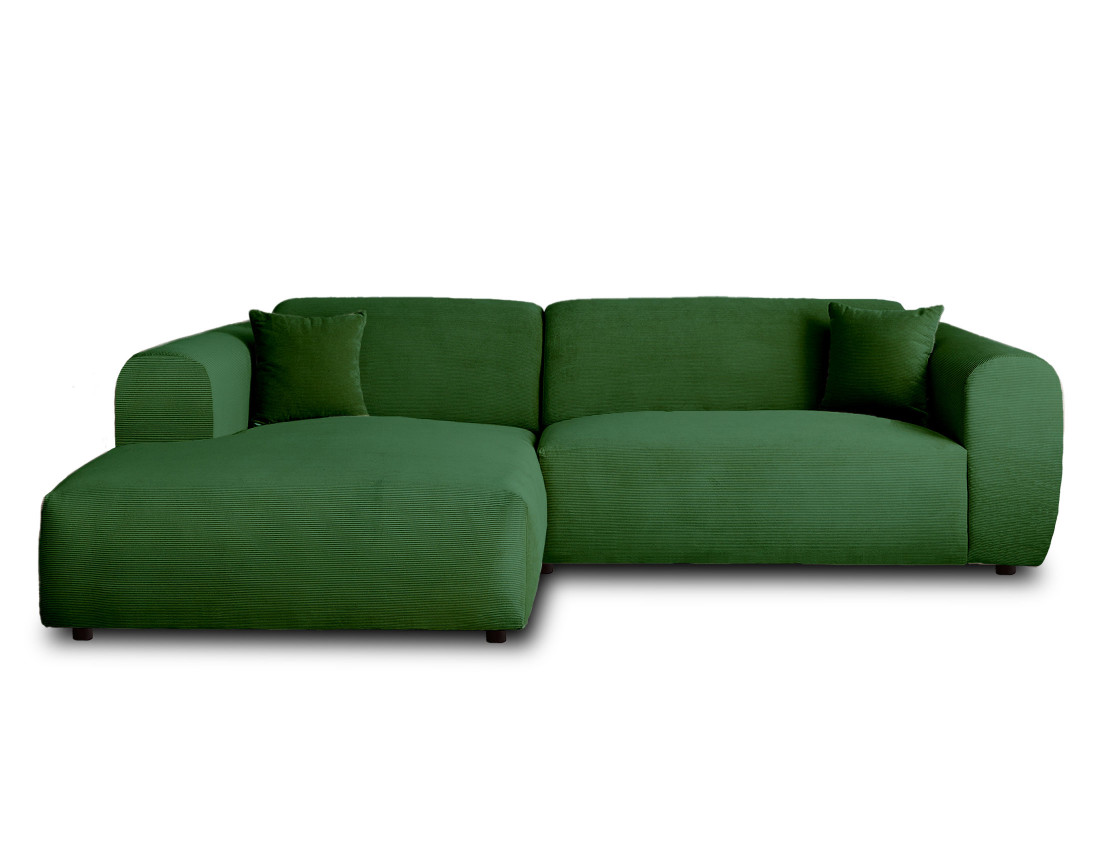Canapé d'angle gauche 4 places en velours côtelé Aumance