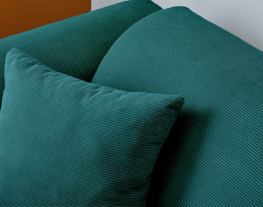 Canapé d'angle droit 4 places en velours côtelé Aumance