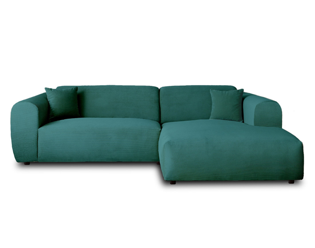Canapé d'angle droit 4 places en velours côtelé Aumance