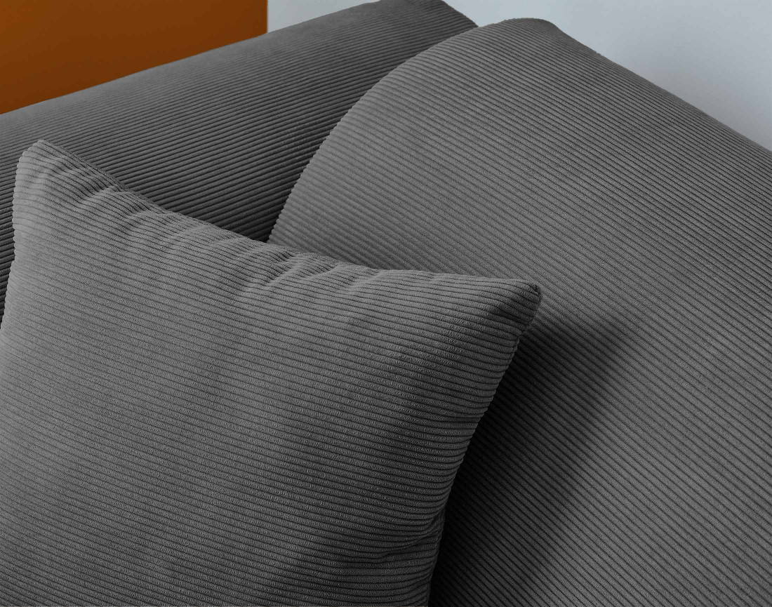 Canapé d'angle droit 4 places en velours côtelé Aumance