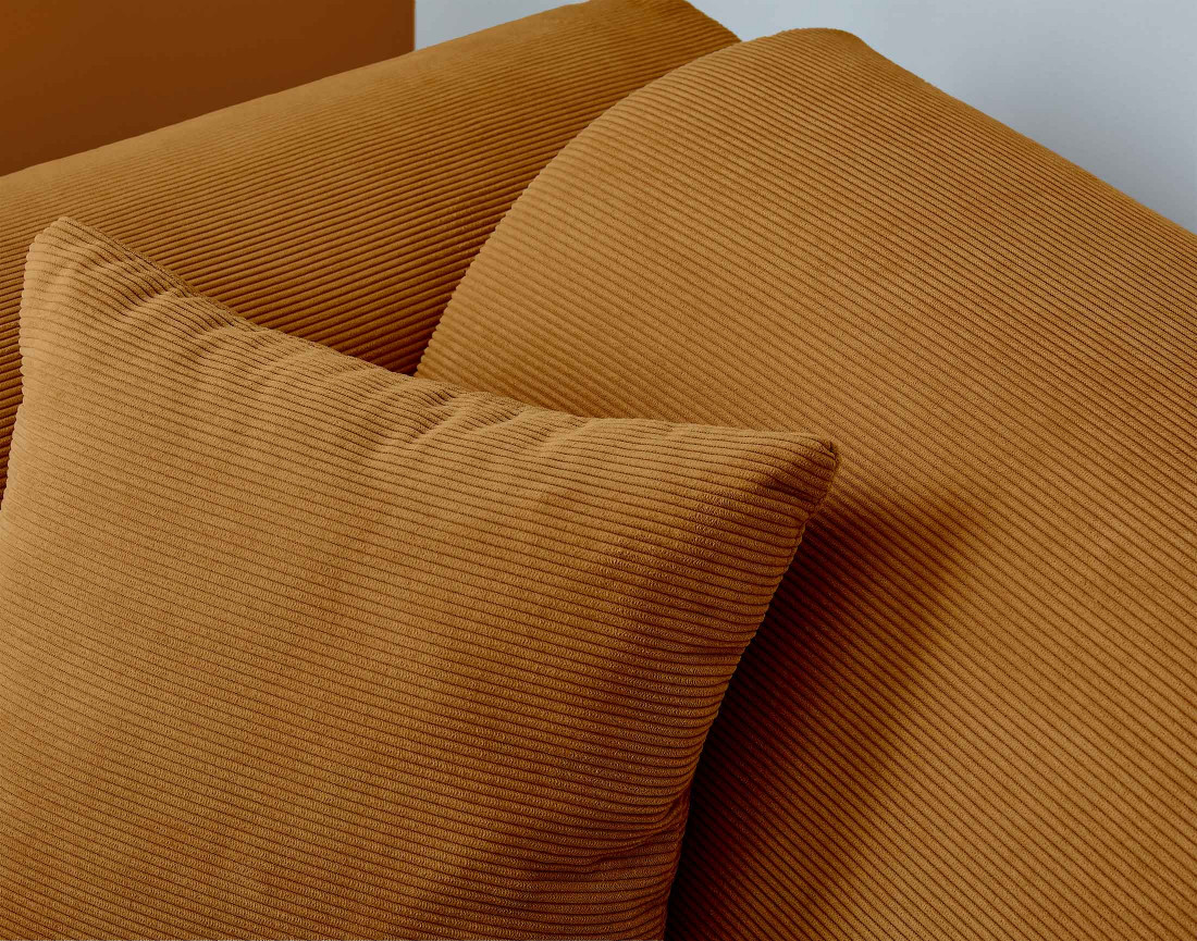 Canapé d'angle droit 4 places en velours côtelé Aumance