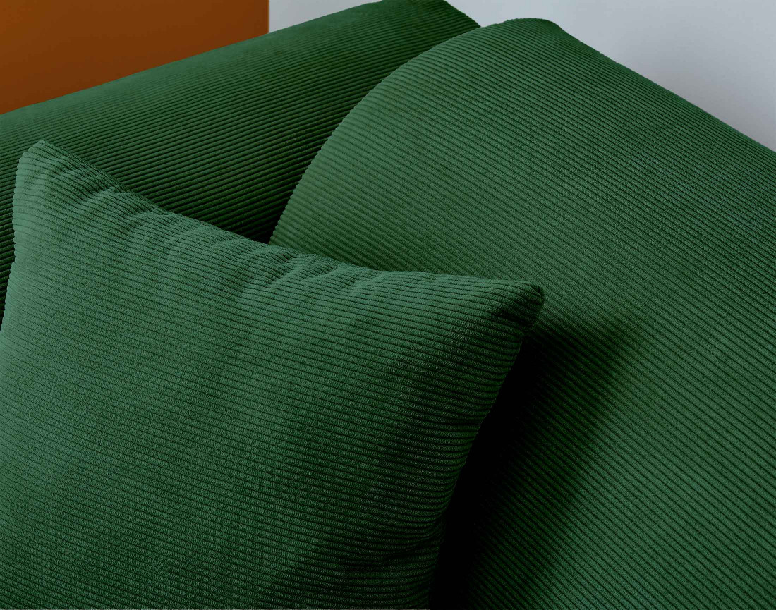 Canapé d'angle droit 4 places en velours côtelé Aumance