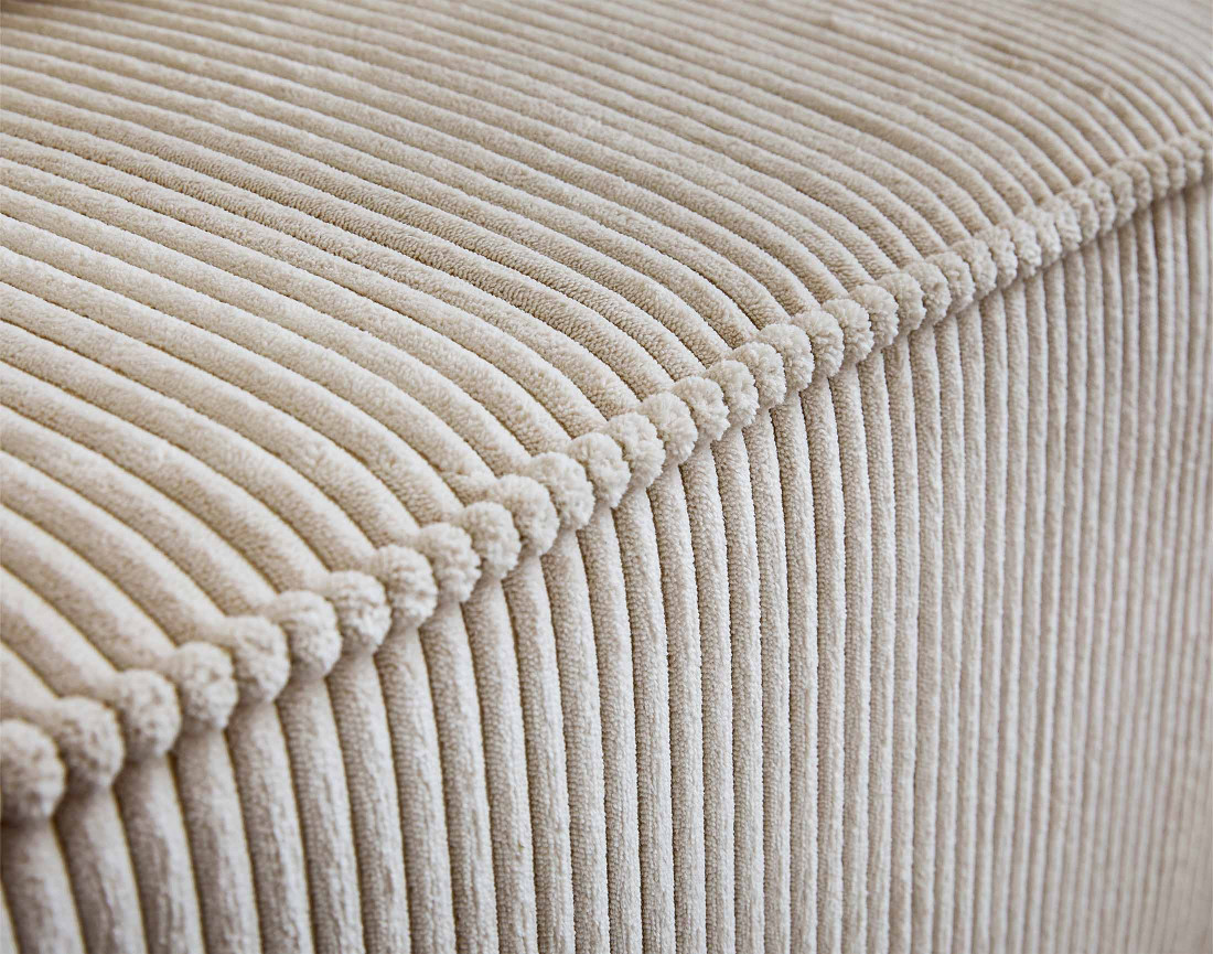 Canapé modulable d'angle droit 5 places en velours côtelé Colombine