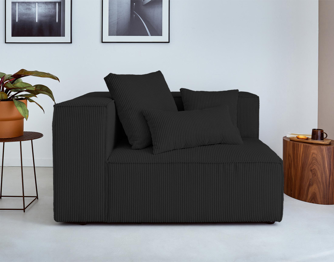 Canapé modulable d'angle droit 6 places en velours côtelé Colombine