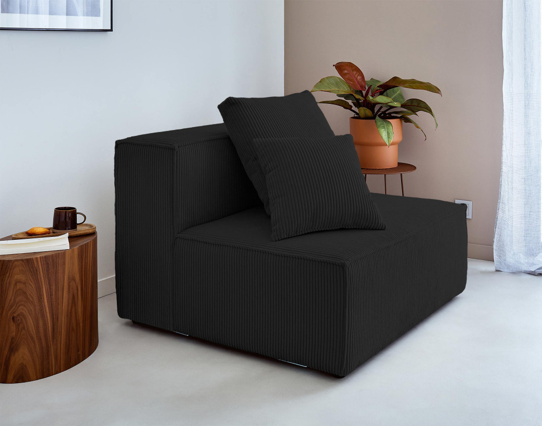 Canapé modulable d'angle droit 6 places en velours côtelé Colombine