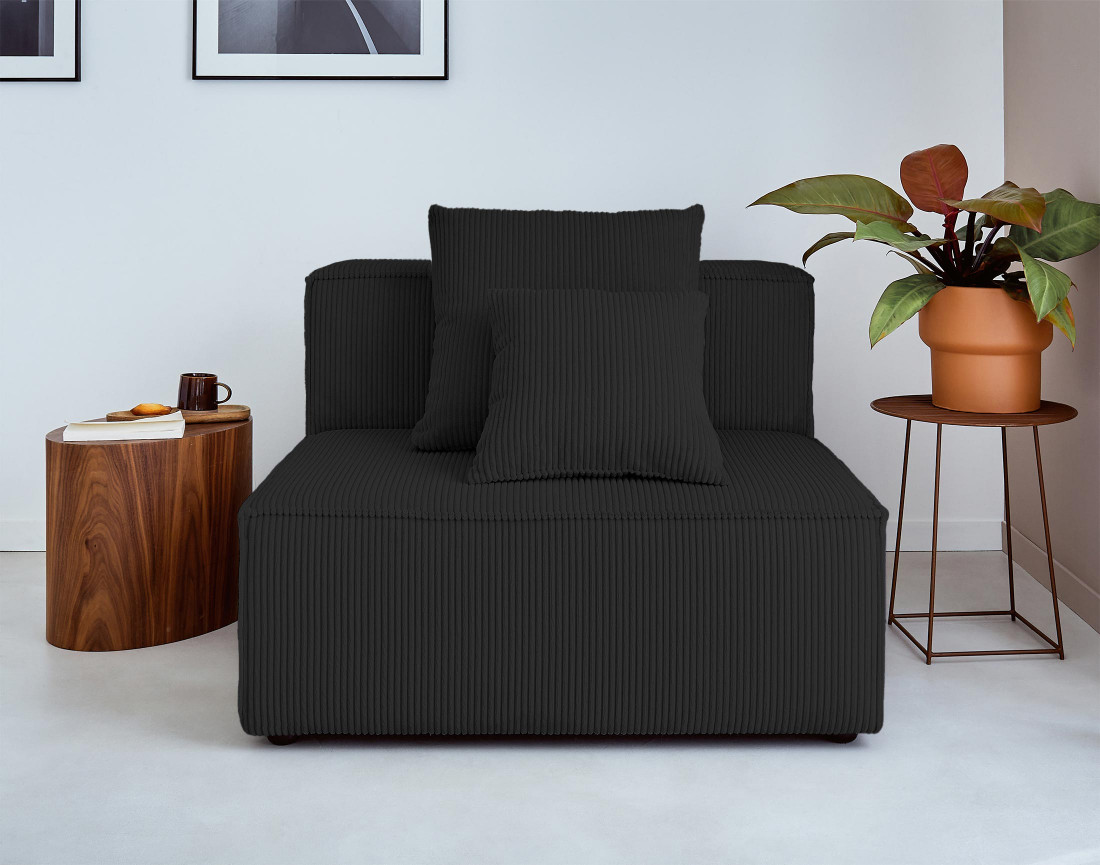 Canapé modulable d'angle droit 6 places en velours côtelé Colombine