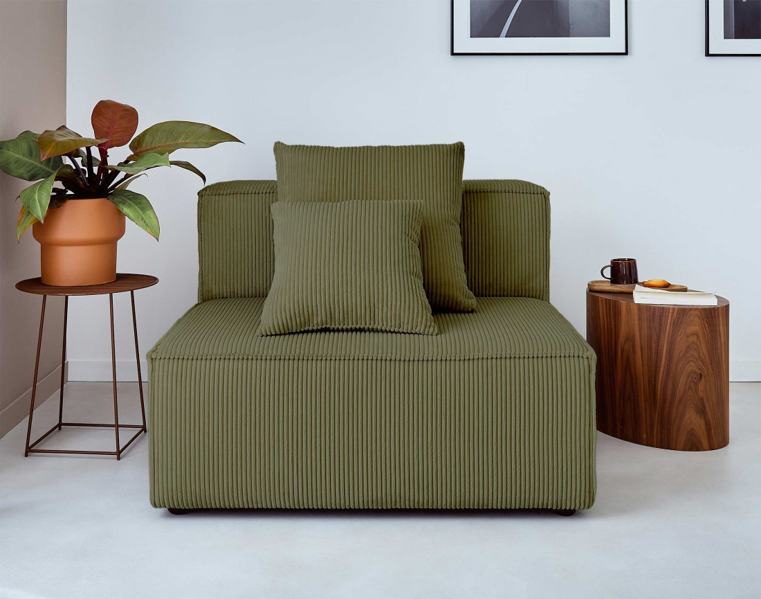 Canapé modulable d'angle gauche 6 places en velours côtelé Colombine