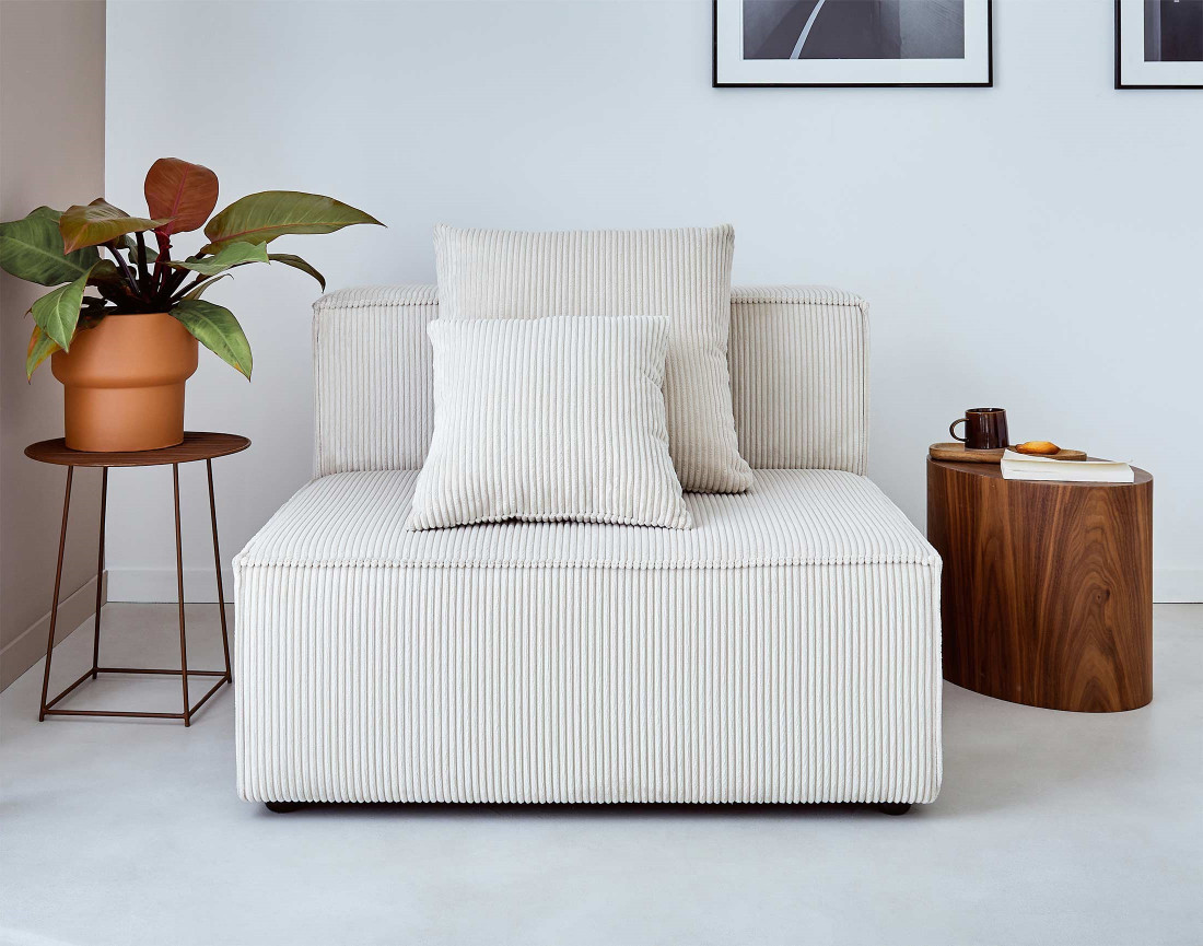 Canapé modulable d'angle gauche 6 places en velours côtelé Colombine