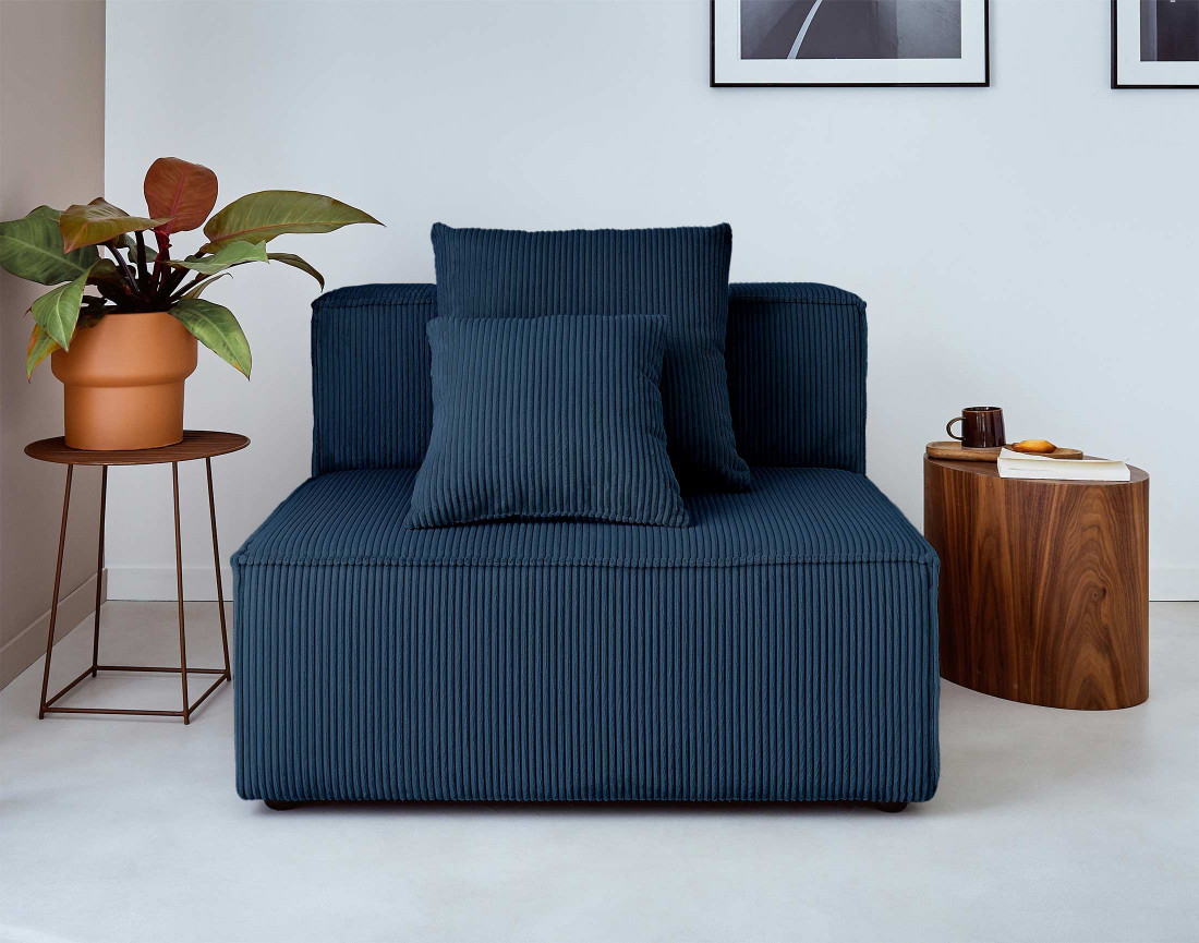Canapé modulable d'angle gauche 6 places en velours côtelé Colombine