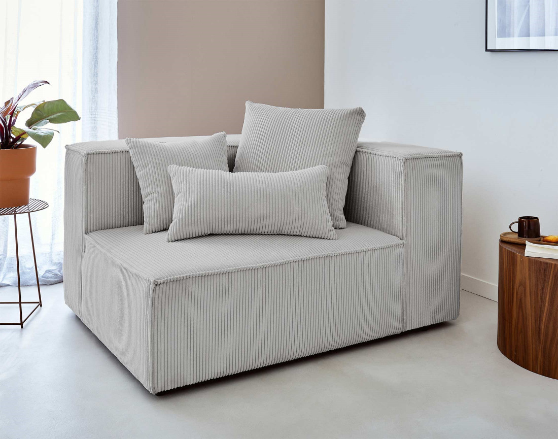 Canapé modulable d'angle gauche 6 places en velours côtelé Colombine