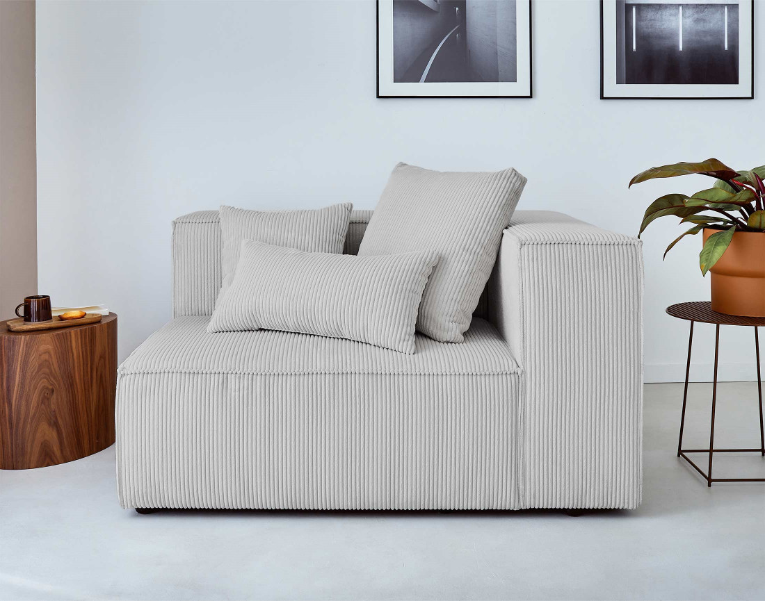 Canapé modulable d'angle gauche 6 places en velours côtelé Colombine